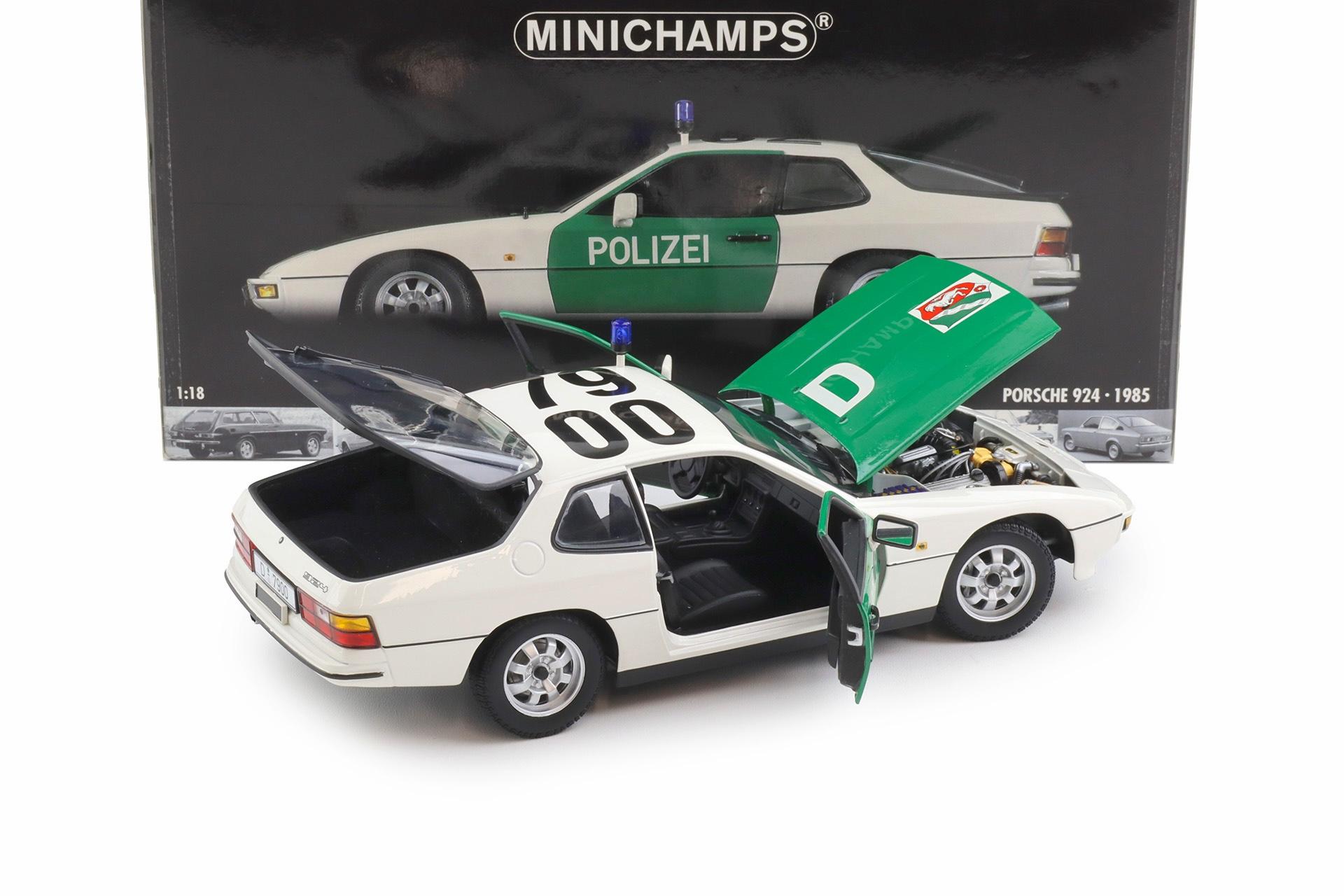 1:18 Minichamps Porsche 924 Polizei Autobahnpolizei Düsseldorf 1985