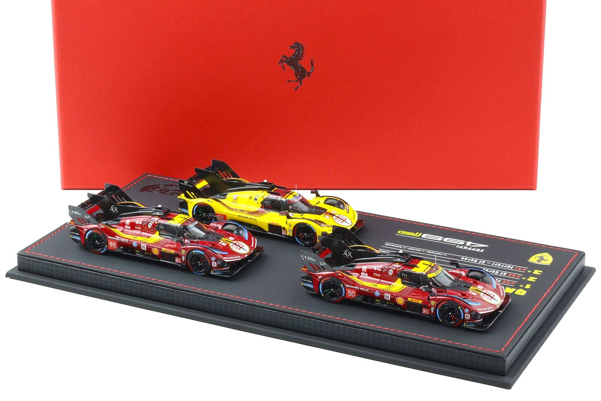 1:43 BBR Ferrari 499P Qatar 2025 Special Set of three with Showcase - Limited 50 pcs.