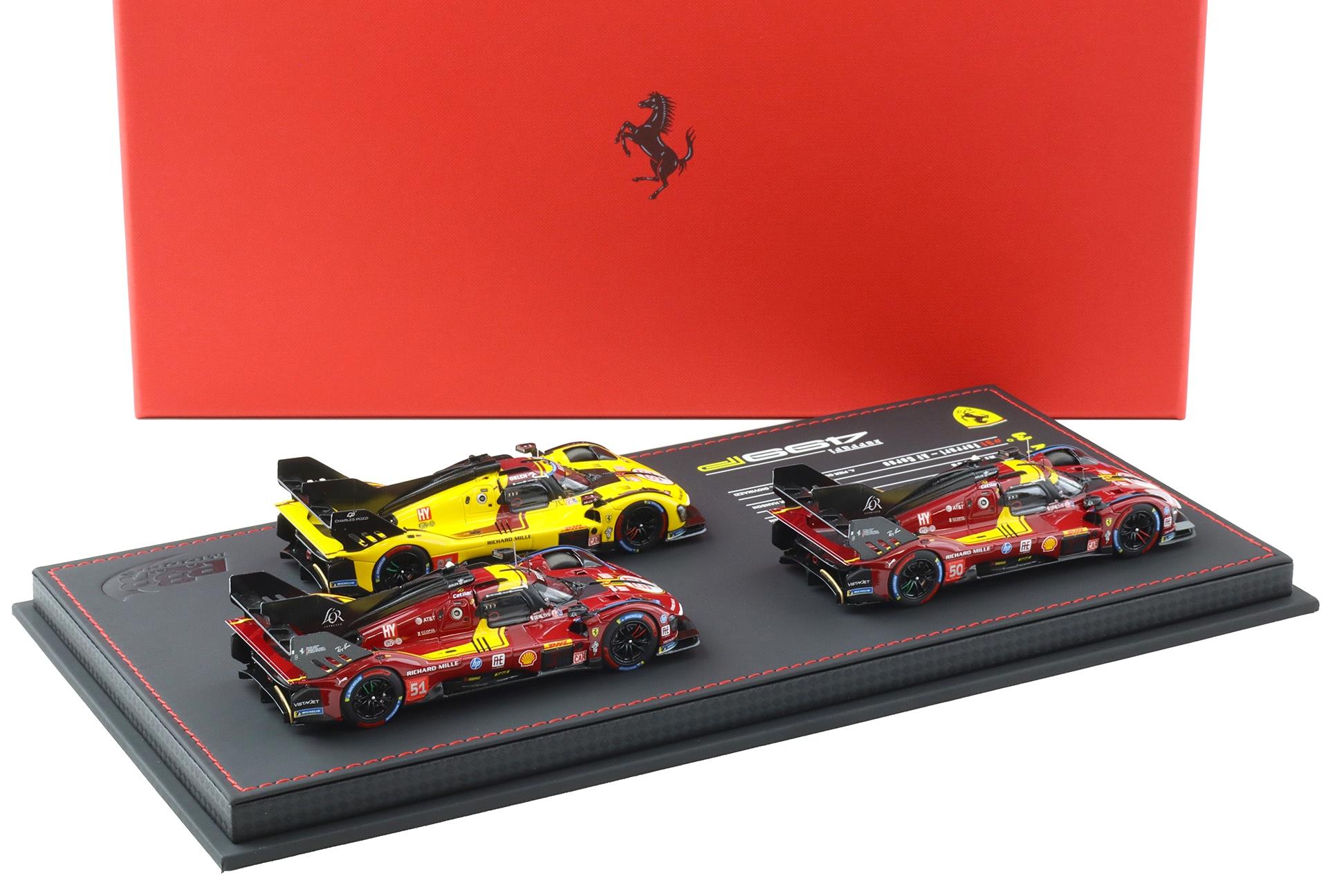 1:43 BBR Ferrari 499P Qatar 2025 Special Set of three with Showcase - Limited 50 pcs.