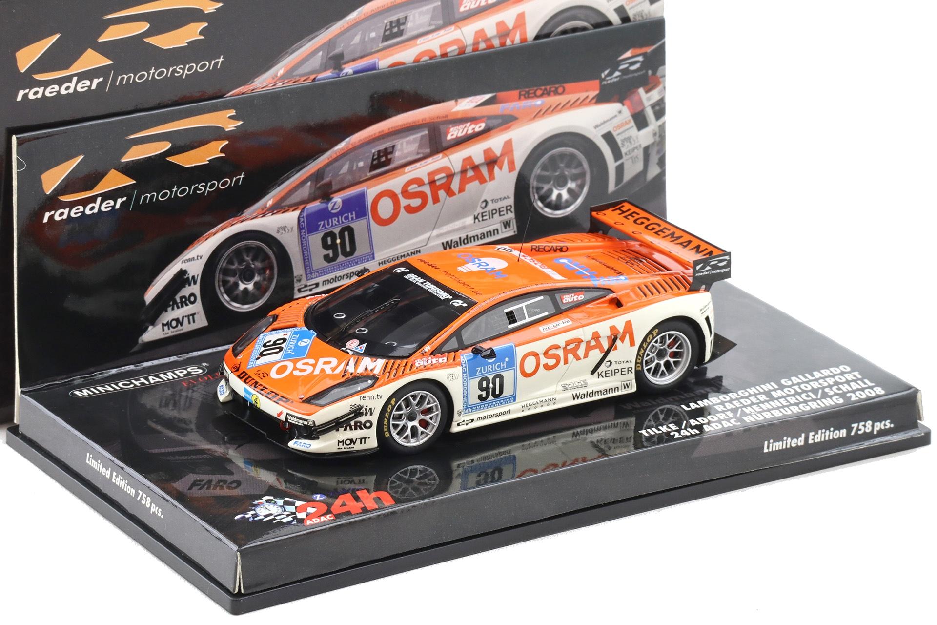 1:43 Minichamps Lamborghini Gallardo 24h ADAC Nürburgring 2008 #90 Tilke/ Adorf