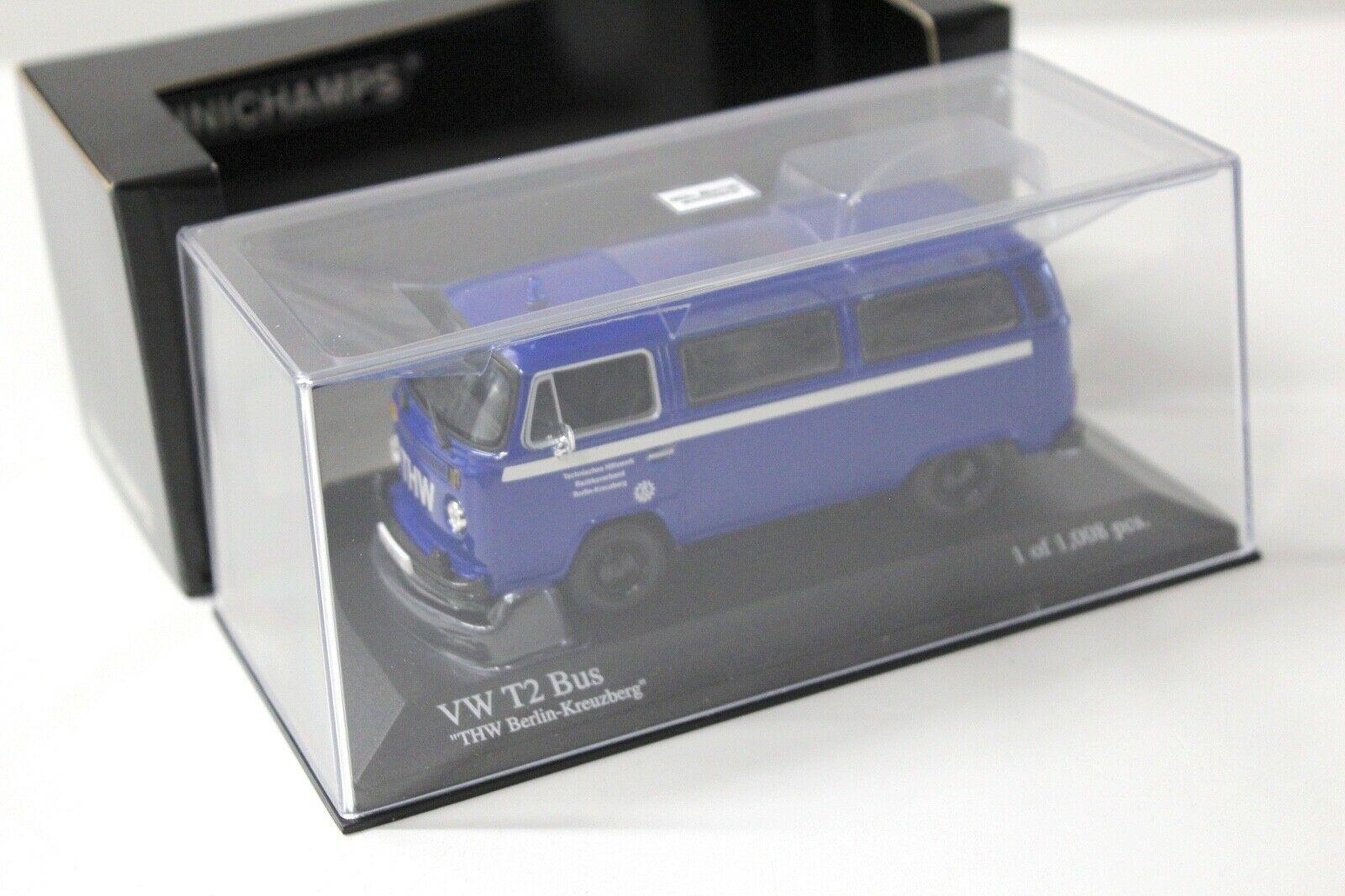 1:43 Minichamps VW T2 Bus THW Berlin-Kreuzberg blue