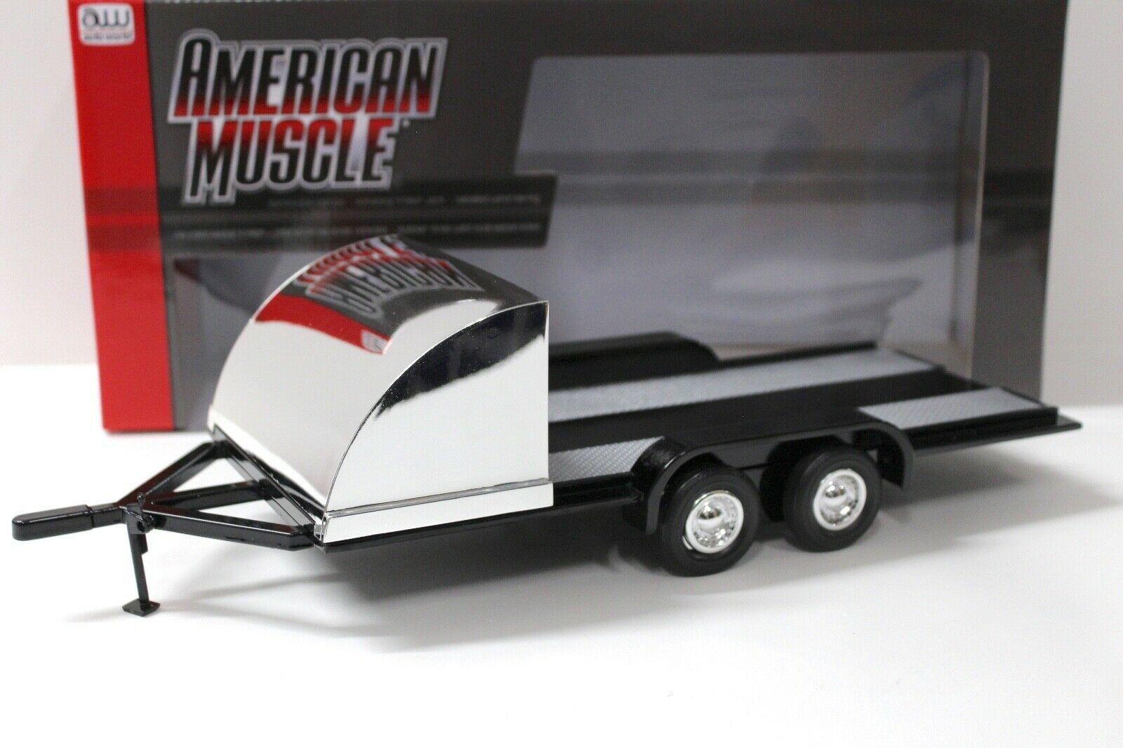 ID 40737 orig 1.jpg 1:18 Auto World Trailer Open Car Hauler Anhänger black