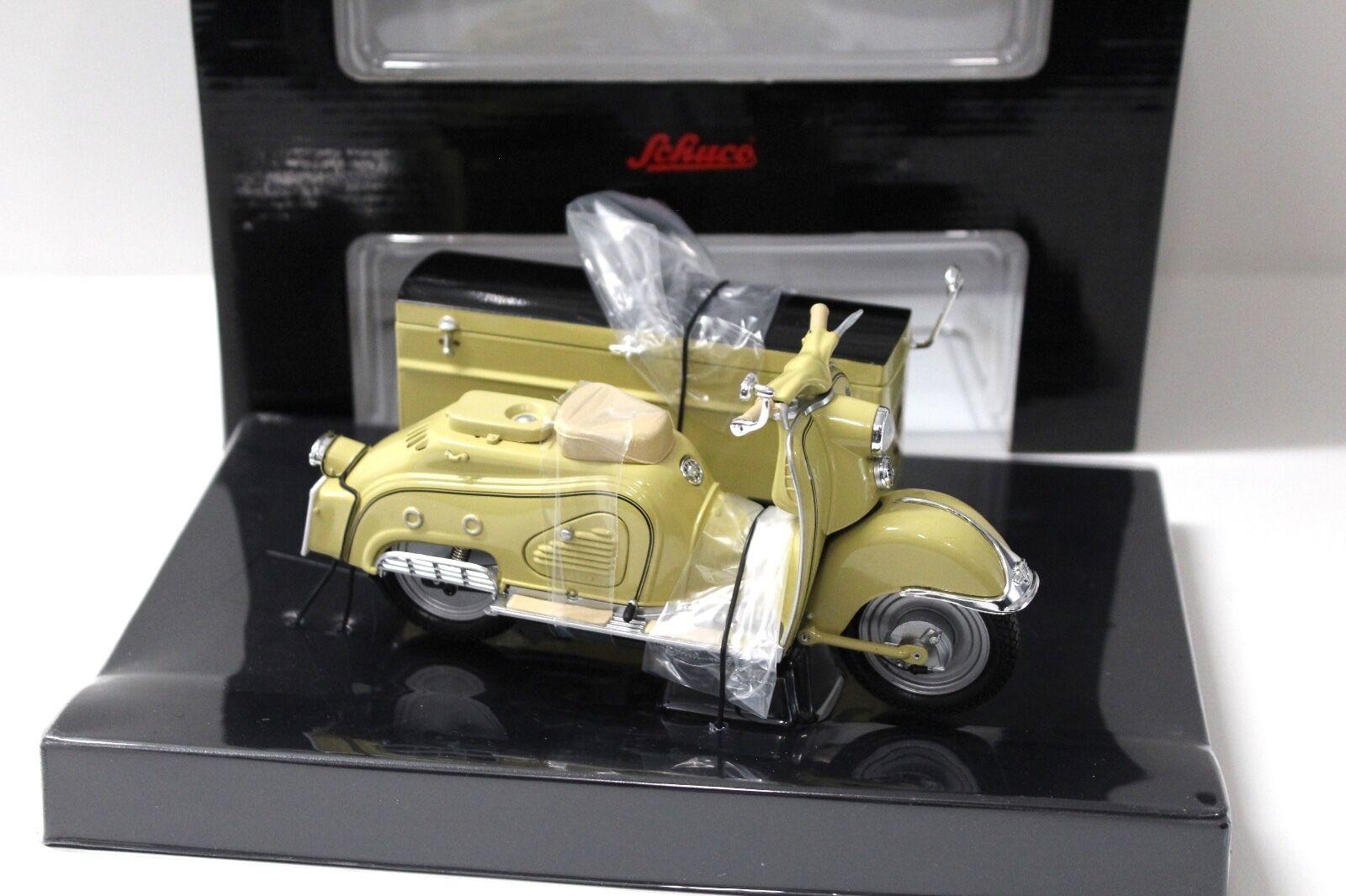ID 42809 orig.jpg 1:10 Schuco Zündapp Bella mit Kastenbeiwagen *LEBHERZ* yellow