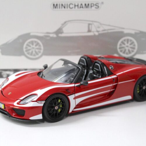 1:18 Minichamps Porsche 918 Spyder 2015 Weissach Package red/ white stripes