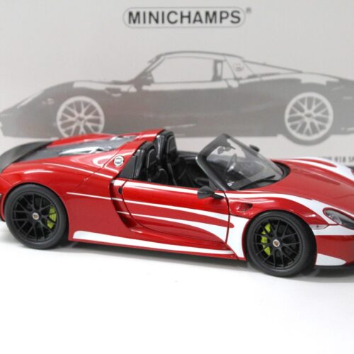 1:18 Minichamps Porsche 918 Spyder 2015 Weissach Package red/ white stripes
