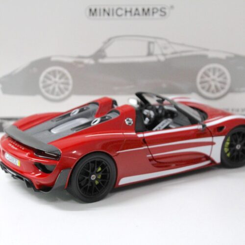1:18 Minichamps Porsche 918 Spyder 2015 Weissach Package red/ white stripes