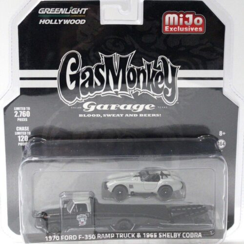 1:64 Greenlight Ford F-350 Ramp Truck 1970 black/ grey GAS MONKEY