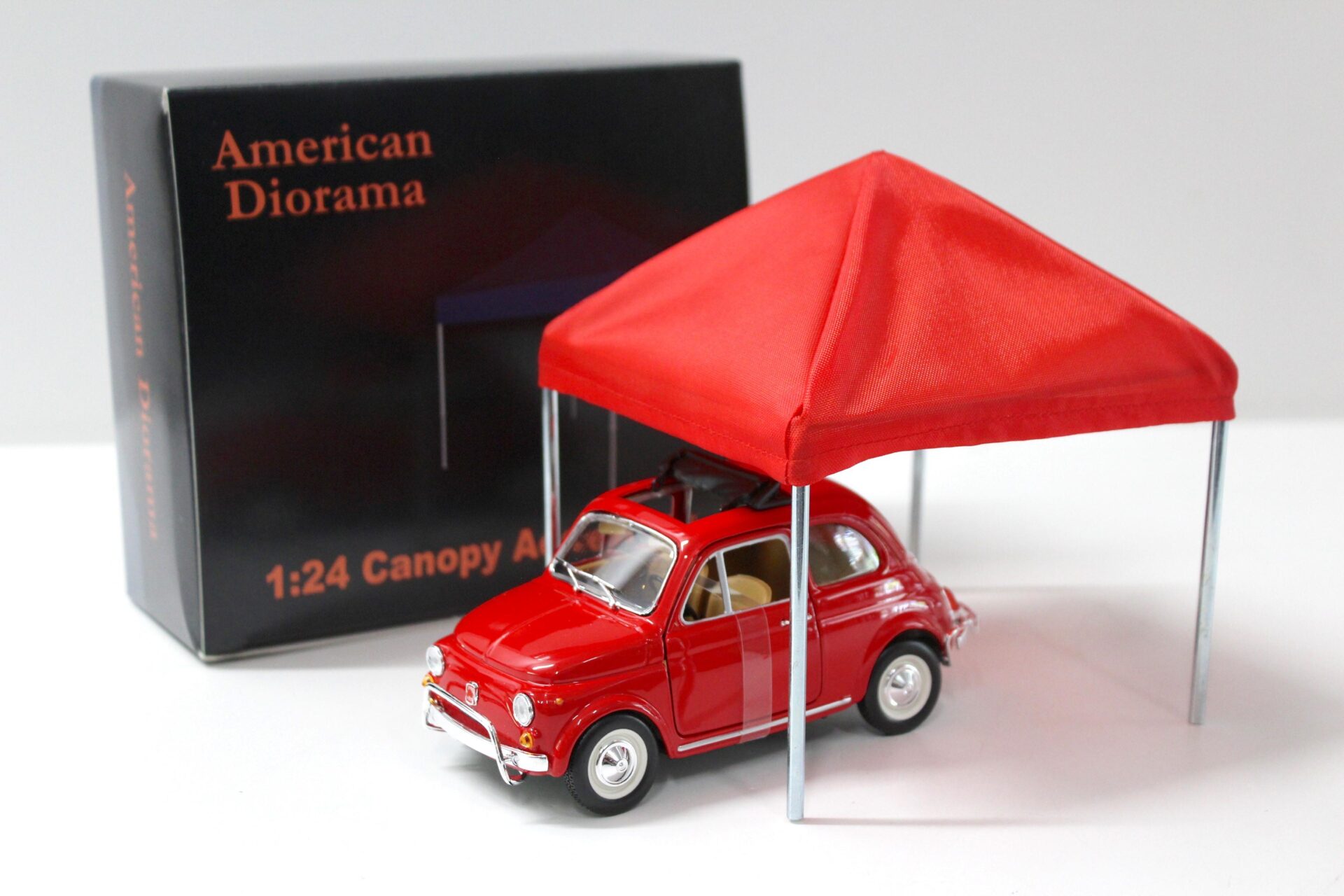 ID 44373 orig.jpg 1:24 American Diorama Canopy Accessory Pavillon Zelt Chrom/ red/ blue