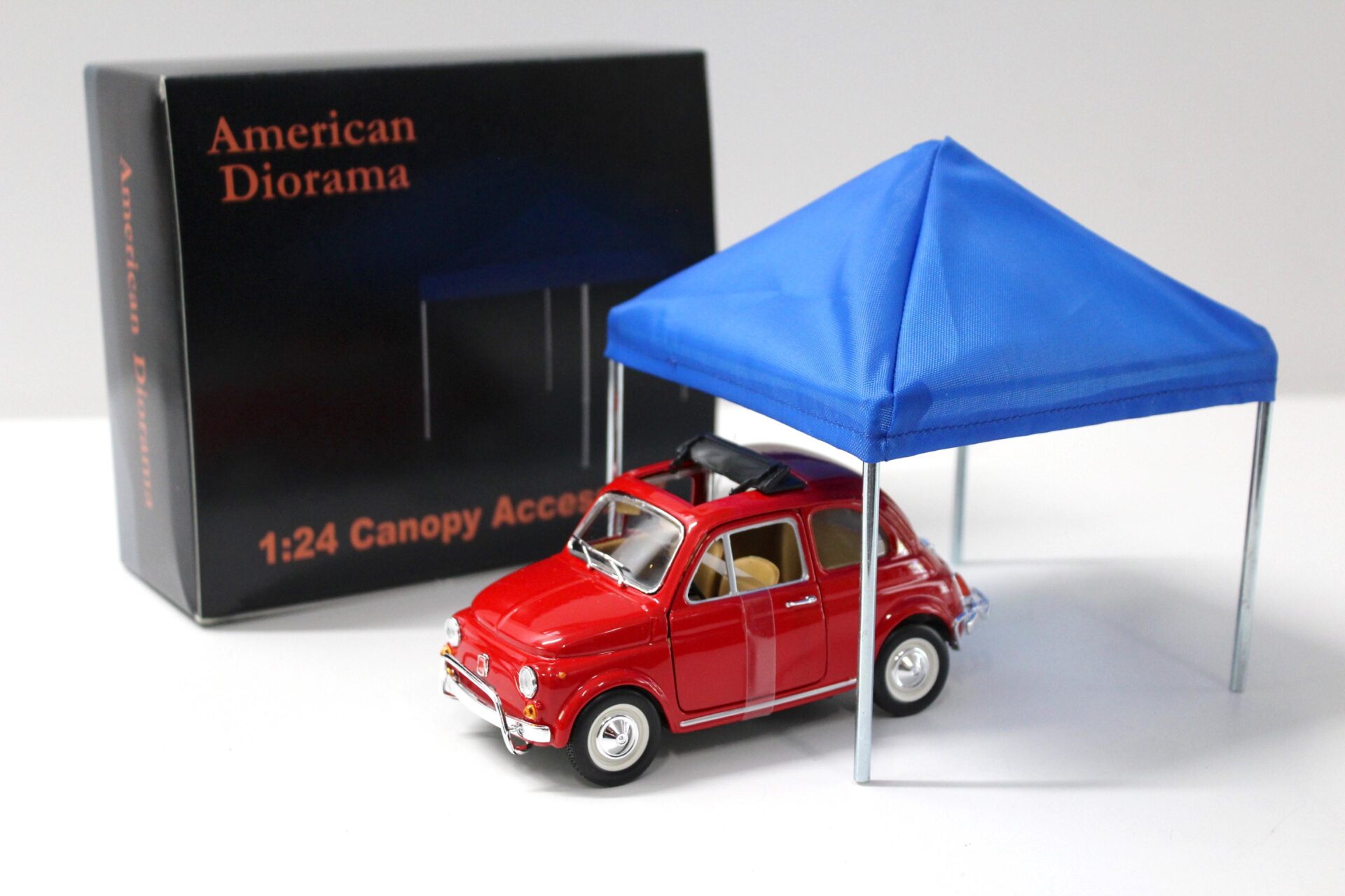 1:24 American Diorama Canopy Accessory Pavillon Zelt Chrom/ red/ blue