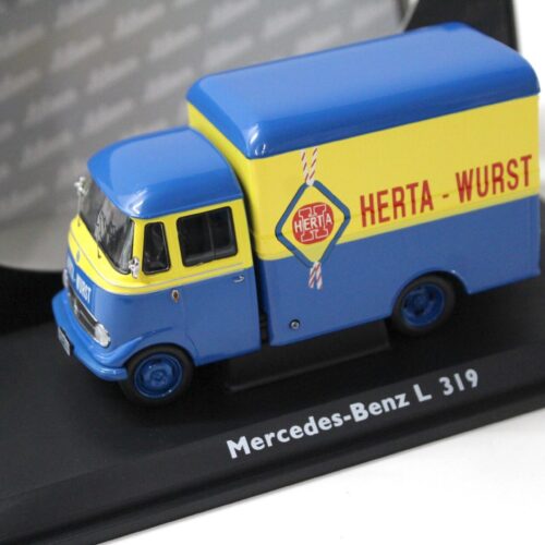 1:43 Schuco Mercedes L319 Kofferwagen "Herta-Wurst" blue/ yellow