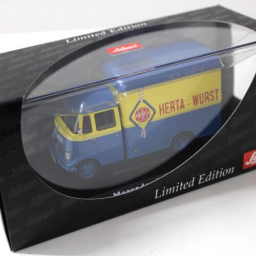 1:43 Schuco Mercedes L319 Kofferwagen "Herta-Wurst" blue/ yellow