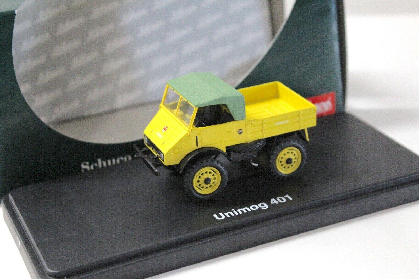 ID 44979 orig.jpg 1:43 Schuco Mercedes Unimog 401 Faltdach yellow/ green Top