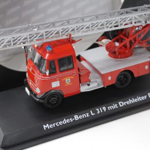 1:43 Schuco Mercedes L319 mit Drehleiter DL18 FEUERWEHR red