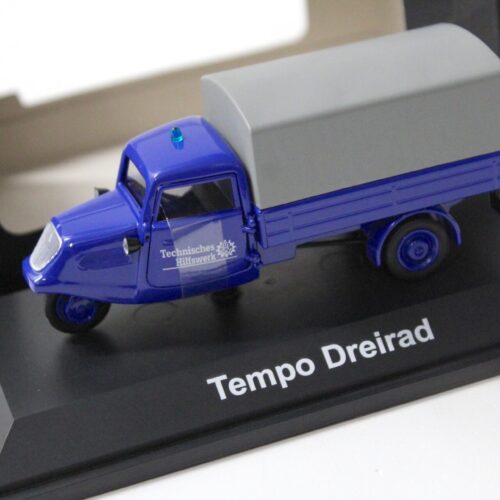 1:43 Schuco Tempo Planenwagen "Technisches Hilfswerk" THW blue