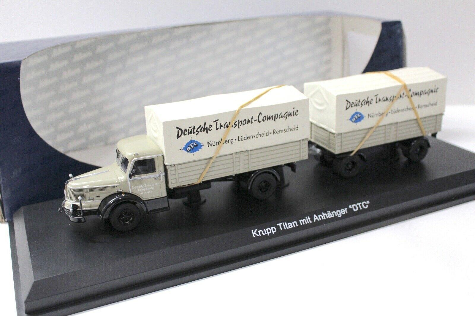 ID 51196 orig.jpg 1:43 Schuco Krupp Titan Planen-LKW mit Anhänger DTC beige