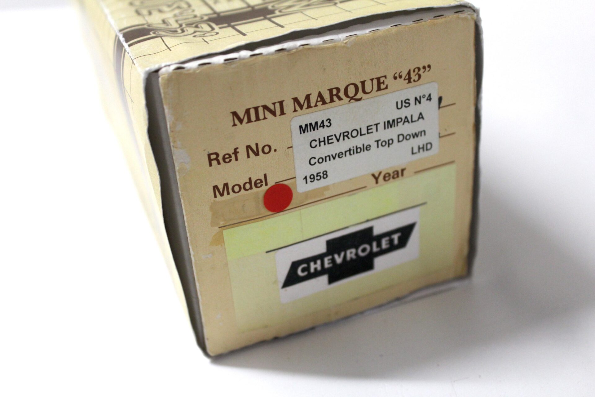 1:43 MINIMARQUE 43 Chevrolet Impala Convertible Top down 1958 red