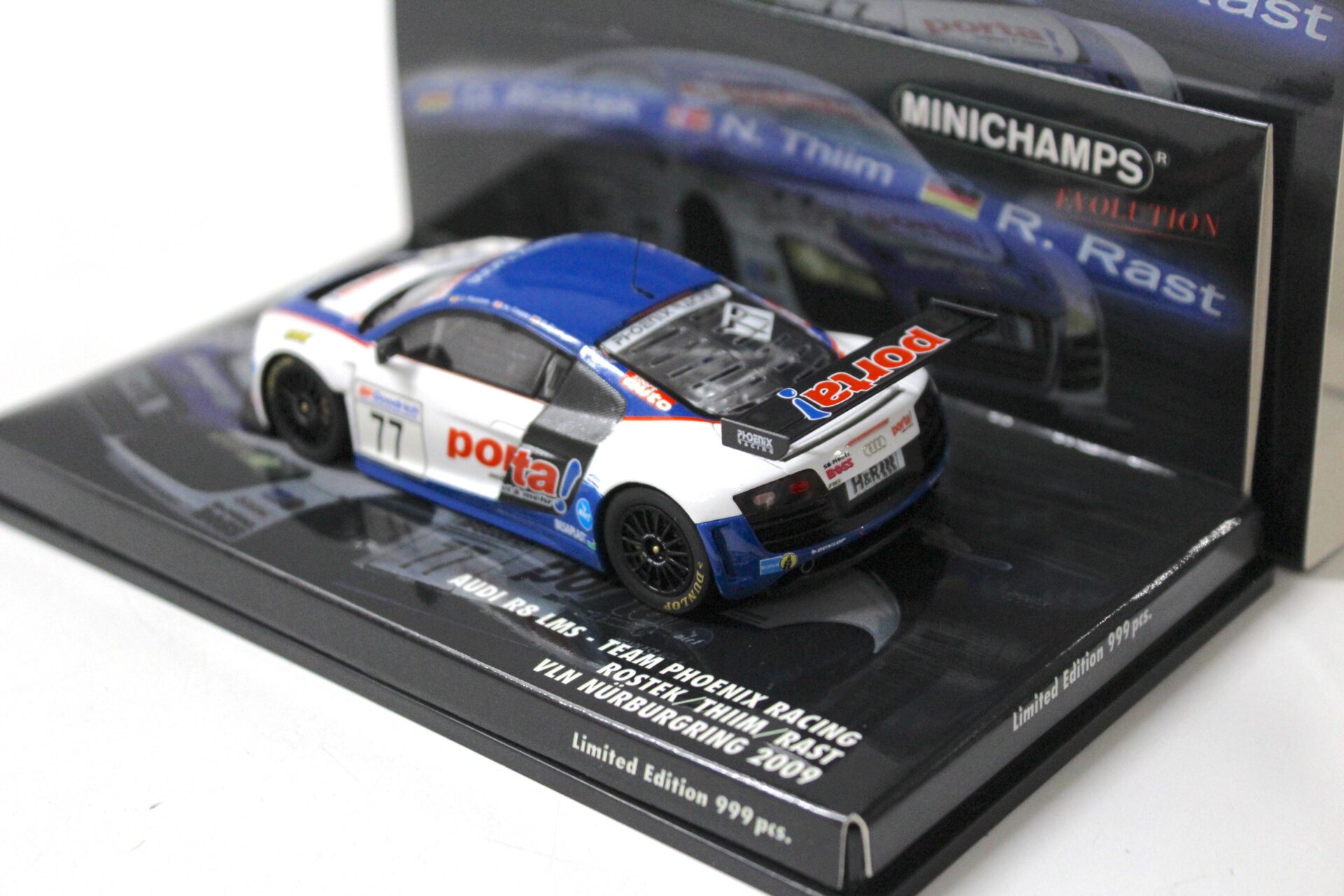 1:43 Minichamps Audi R8 LMS Phoenix Racing VLN Nürburgring 2009 Rostek #77
