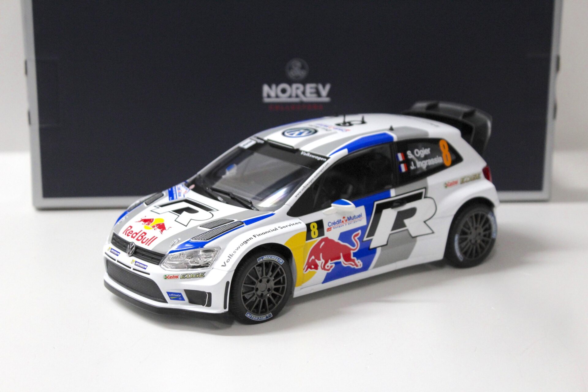 ID 55675 orig 1.jpg 1:18 Norev VW Polo R WRC Winner Rallye France 2013 Ogier/ Ingrassia #8 Red Bull