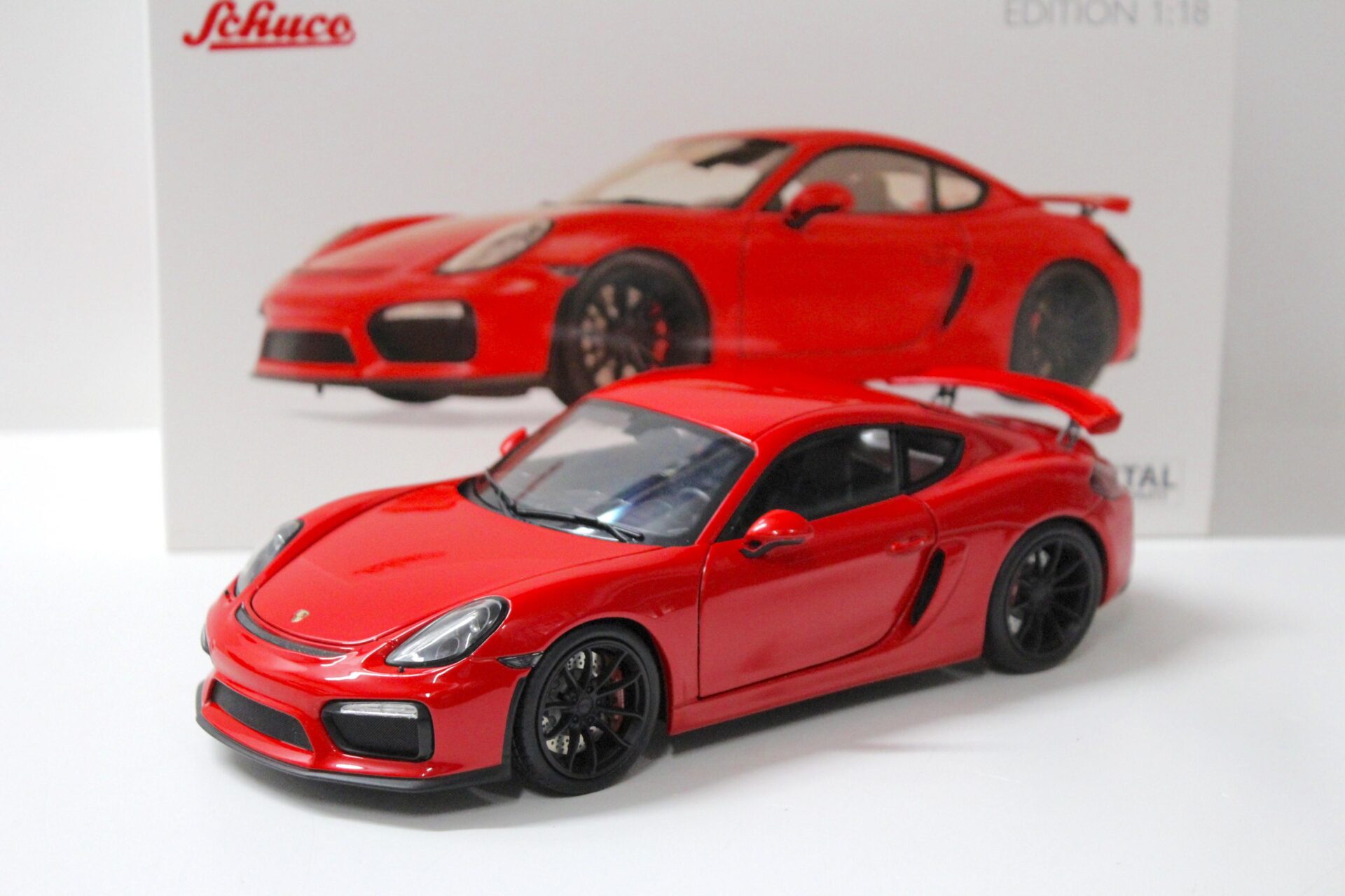 1:18 Schuco Porsche Cayman GT4 Coupe indisch red