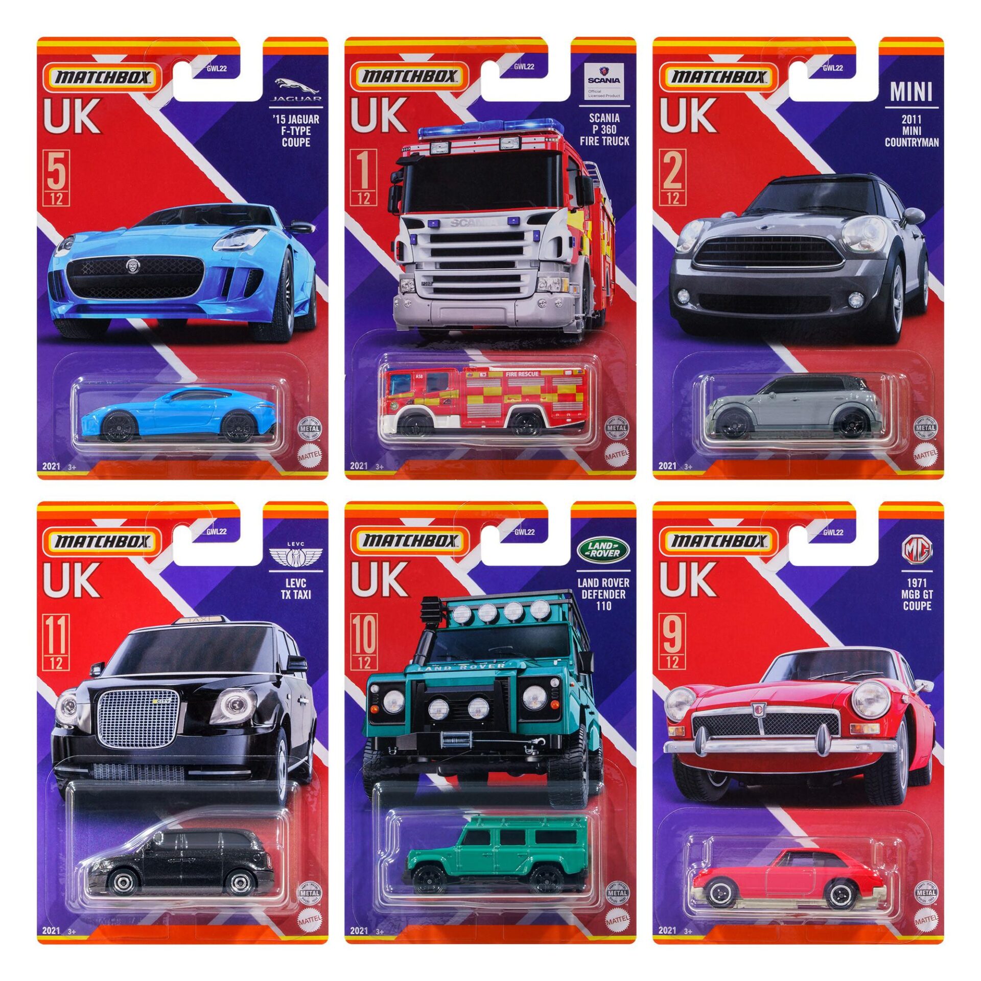 ID 56615 orig.jpg 1:64 Matchbox SET 2021 Best of UK Großbritannien 6 pcs. - MG, Mini, Jaguar