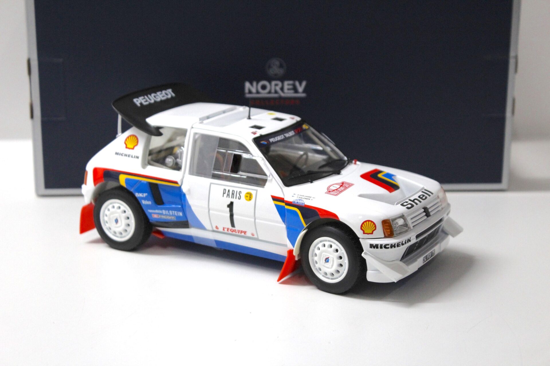1:18 Norev Peugeot 205 T16 Rallye Montecarlo 1986 #1 Salonen/ Harjanne
