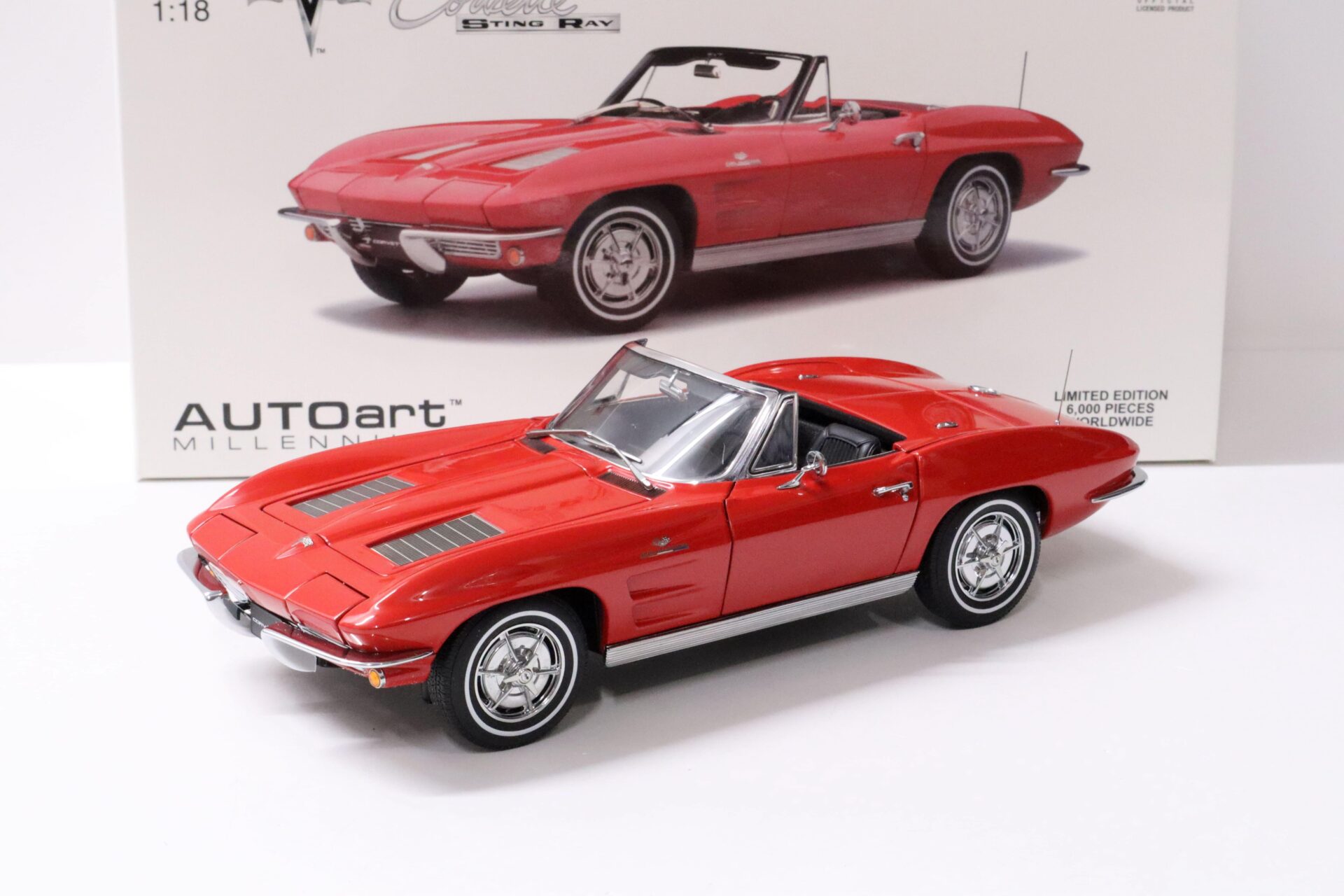 1:18 AUTOart Chevrolet Corvette 1963 Convertible C2 Riverside red