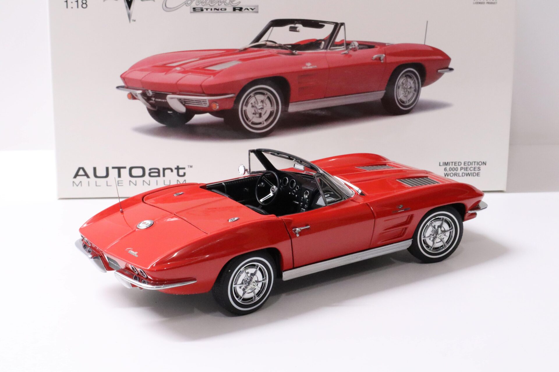 1:18 AUTOart Chevrolet Corvette 1963 Convertible C2 Riverside red