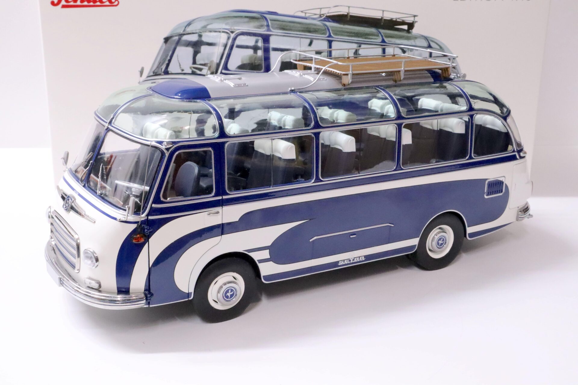 1:18 Schuco Setra S6 Reisebus blue/ white Die-Cast