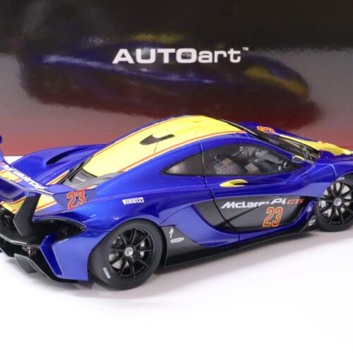 1:18 AUTOart McLaren P1 GTR metallic blue/ yellow stripes 81542