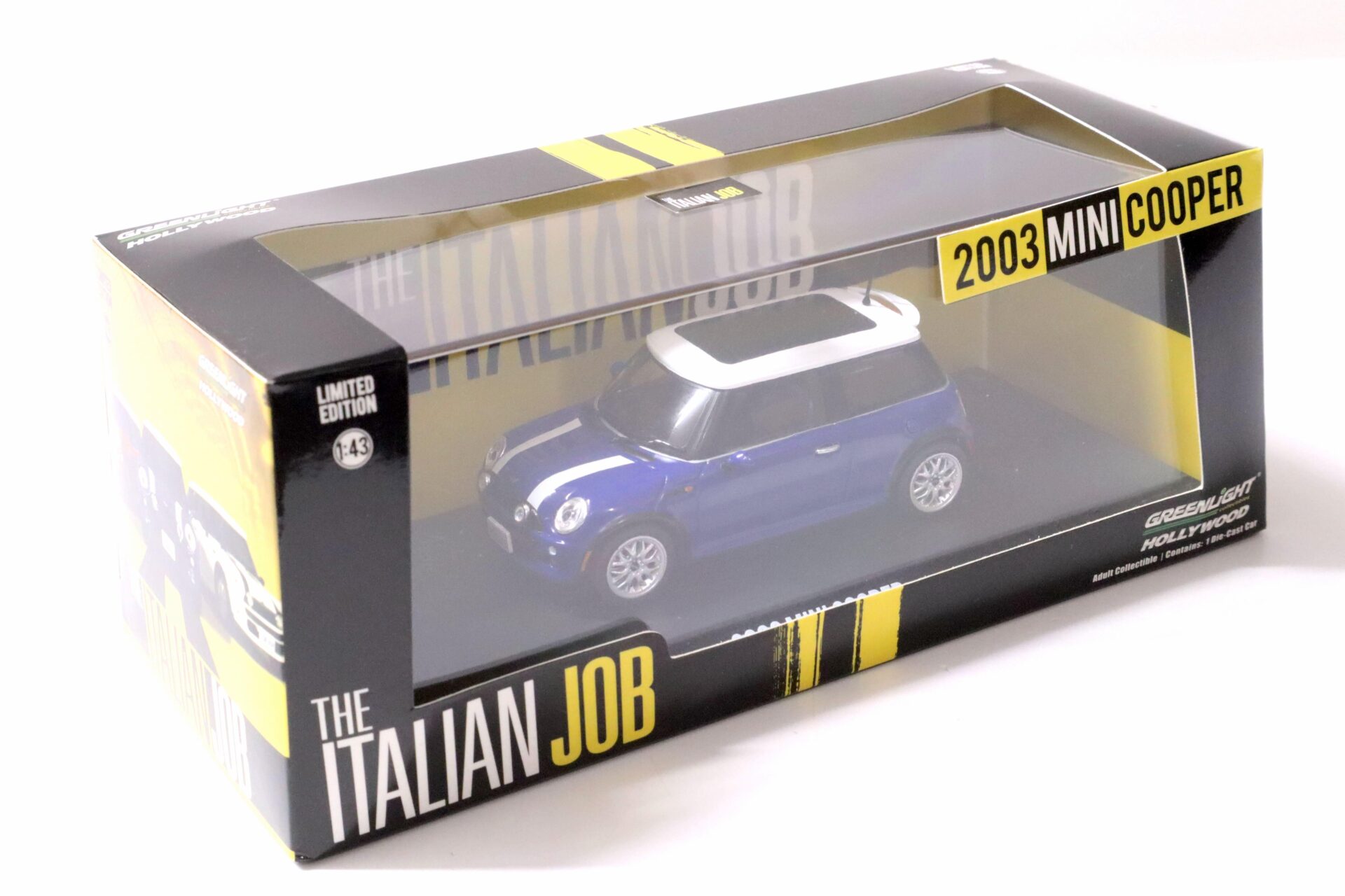 1:43 Greenlight 2003 Mini Cooper *The Italian Job* blue/ white