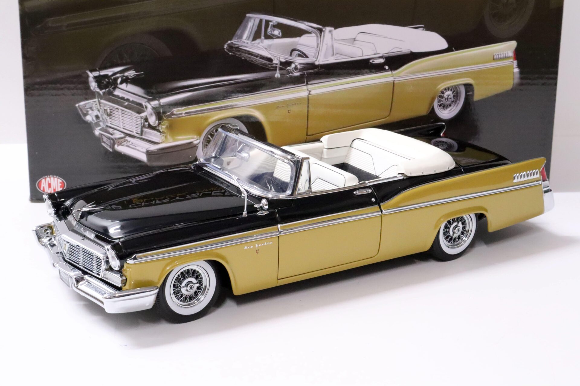 ID 62710 orig.jpg 1:18 ACME 1956 Chrysler New Yorker ST REGIS Convertible black/ nugget gold