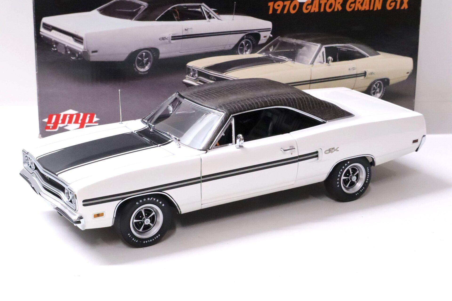 1:18 GMP 1970 Plymouth GTX “GATOR GRAIN” 440 Super Commando white