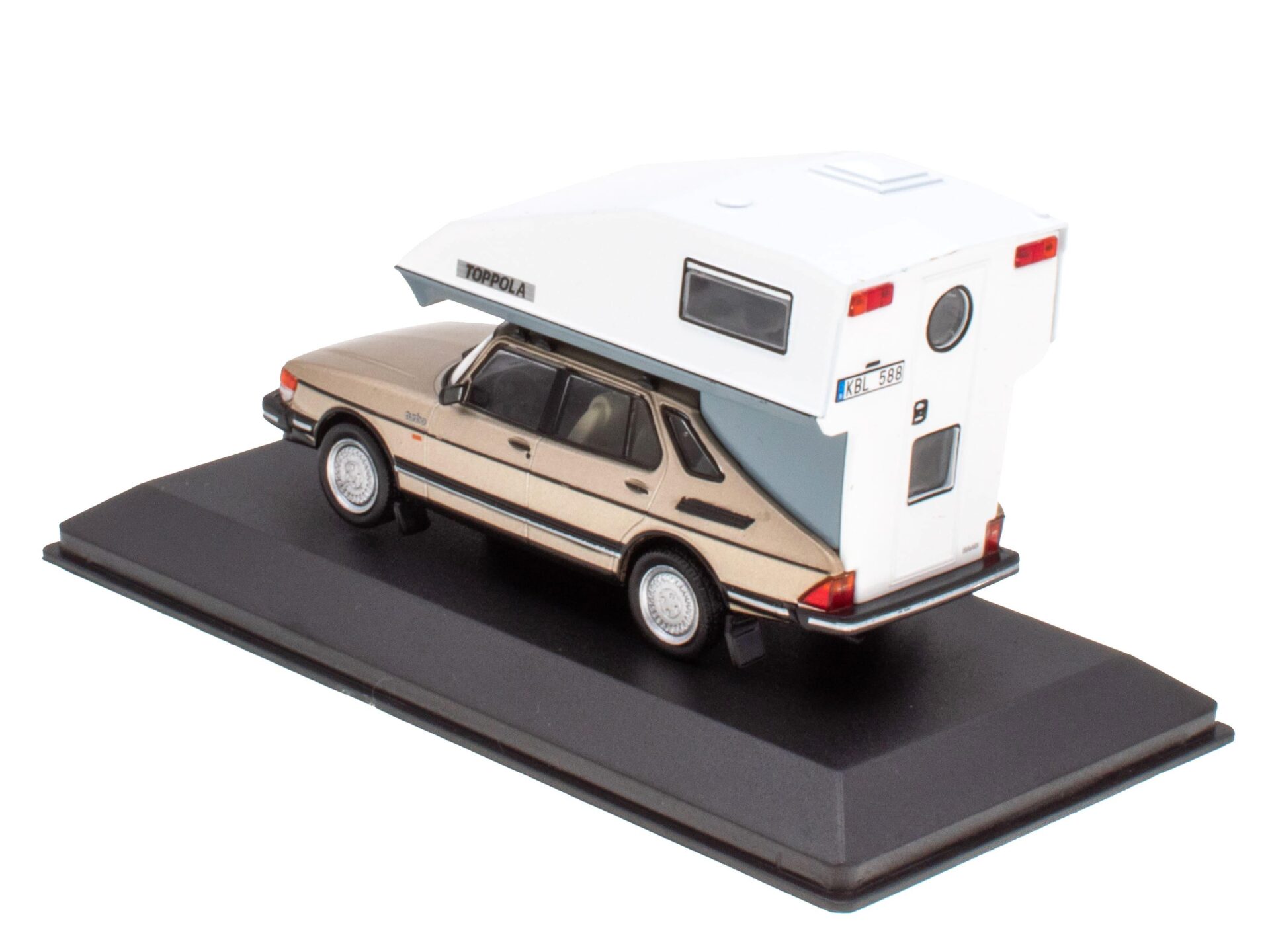 1:43 Hachette IXO Camping Cars Saab 900 Toppola beige 1983 Camper