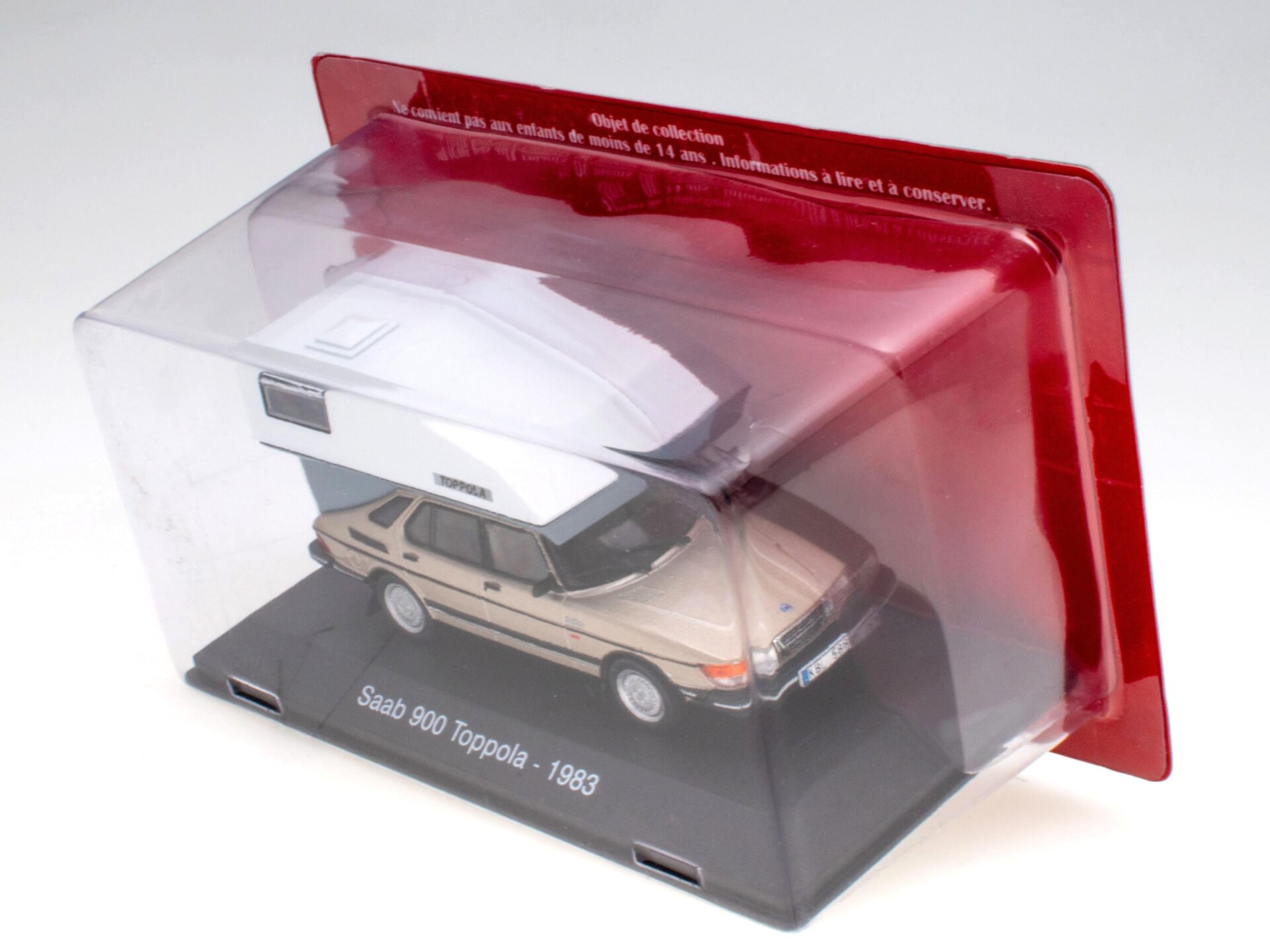 1:43 Hachette IXO Camping Cars Saab 900 Toppola beige 1983 Camper
