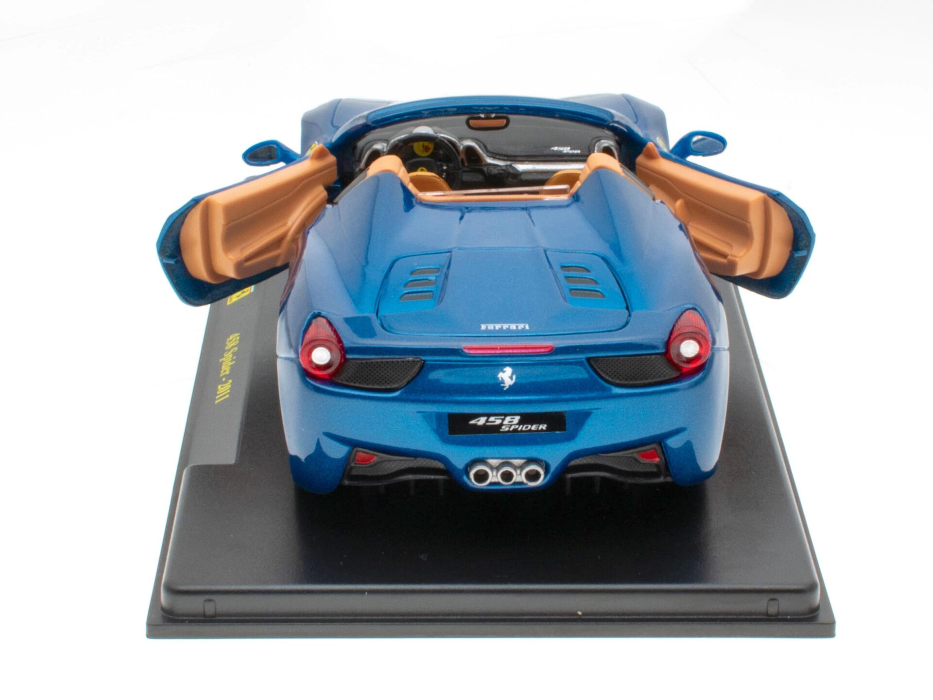 1:24 Hachette Bburago Ferrari Collection Ferrari 458 Spider blue 2011 with display