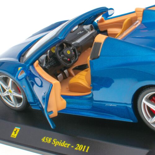 1:24 Hachette Bburago Ferrari Collection Ferrari 458 Spider blue 2011 with display