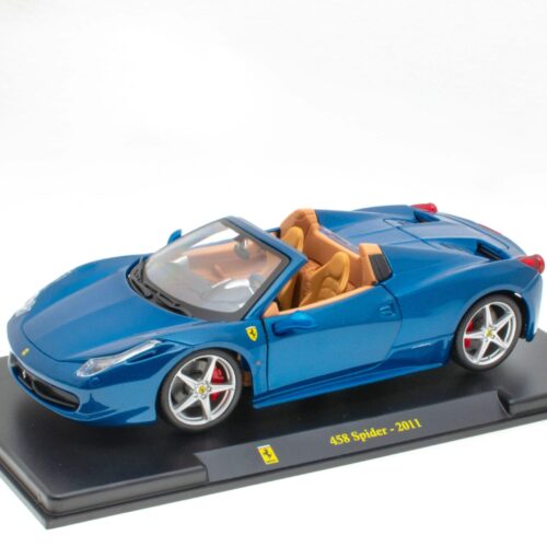 1:24 Hachette Bburago Ferrari Collection Ferrari 458 Spider blue 2011 with display