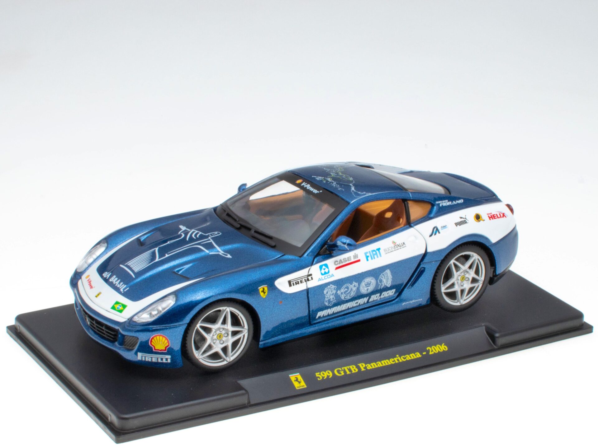 ID 63231 orig.jpg 1:24 Hachette Bburago Ferrari Collection Ferrari 599 GTB Panamericana blue 2006 with display