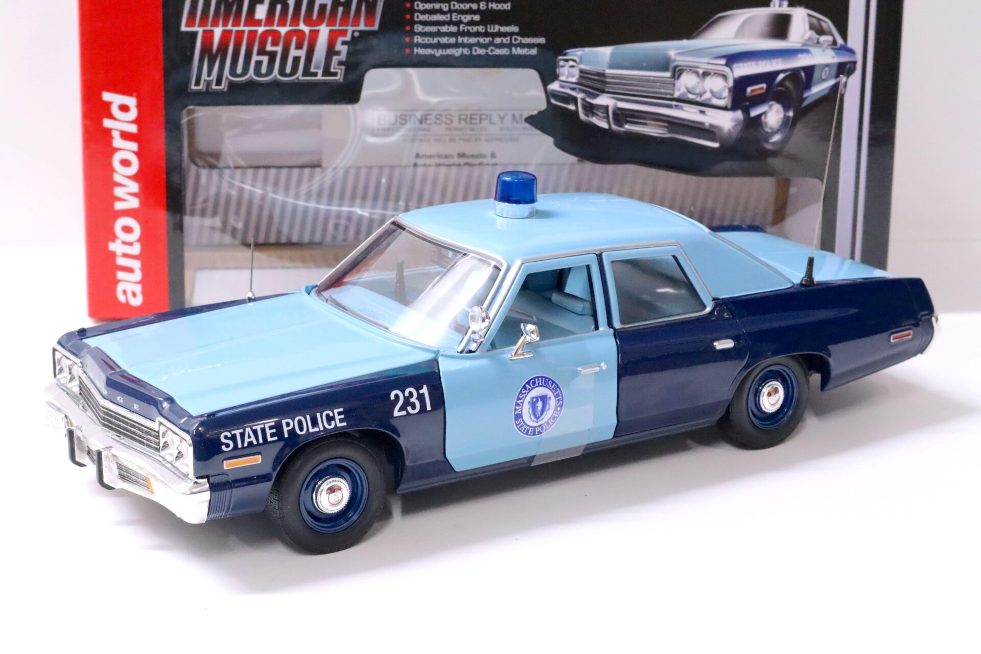 ID 63594 orig.jpg 1:18 Auto World 1974 Dodge Monaco Massachusetts State Police blue