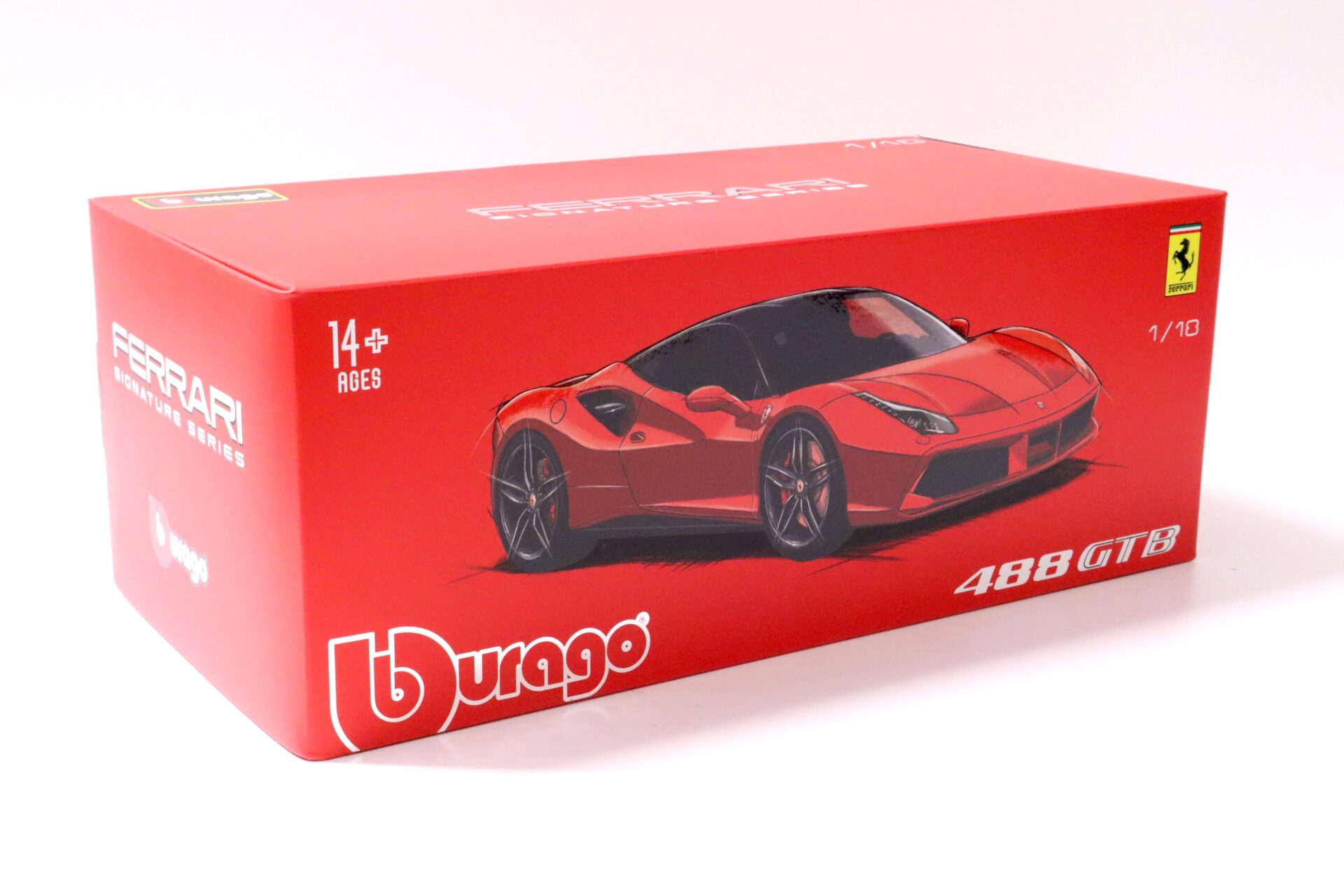 1:18 Bburago Signature Series 2015 Ferrari 488 GTB red with black roof
