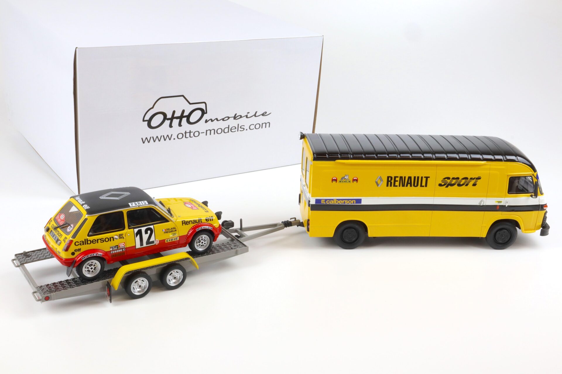 1:18 OTTO mobile OT332 Rally Set Monte Carlo 1978 Saviem SB2 + Renault + Trailer
