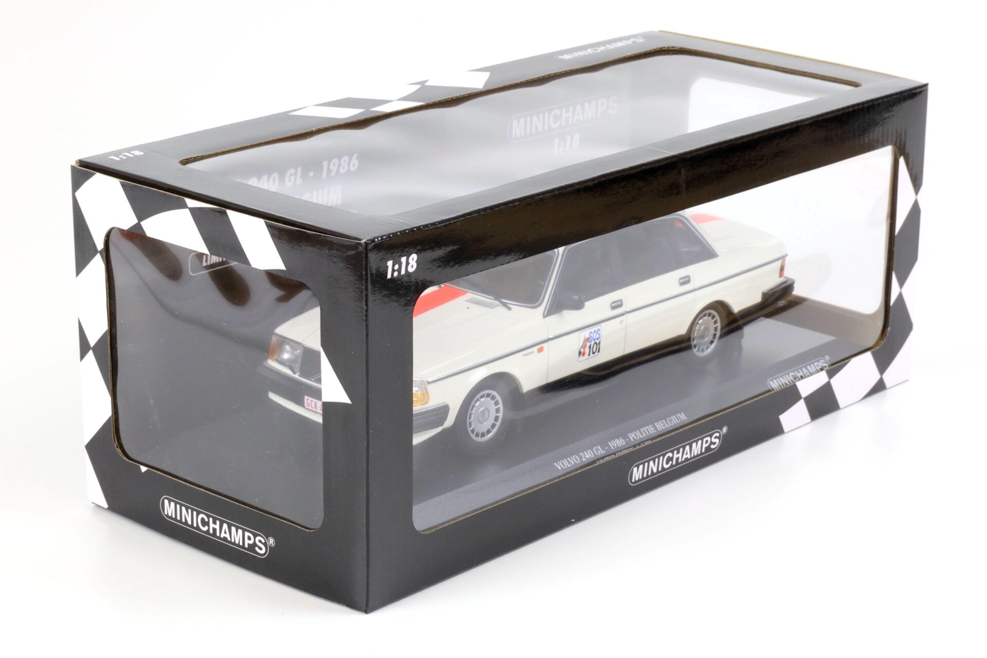 1:18 Minichamps Volvo 240 GL POLITIE BELGIUM 1986 white