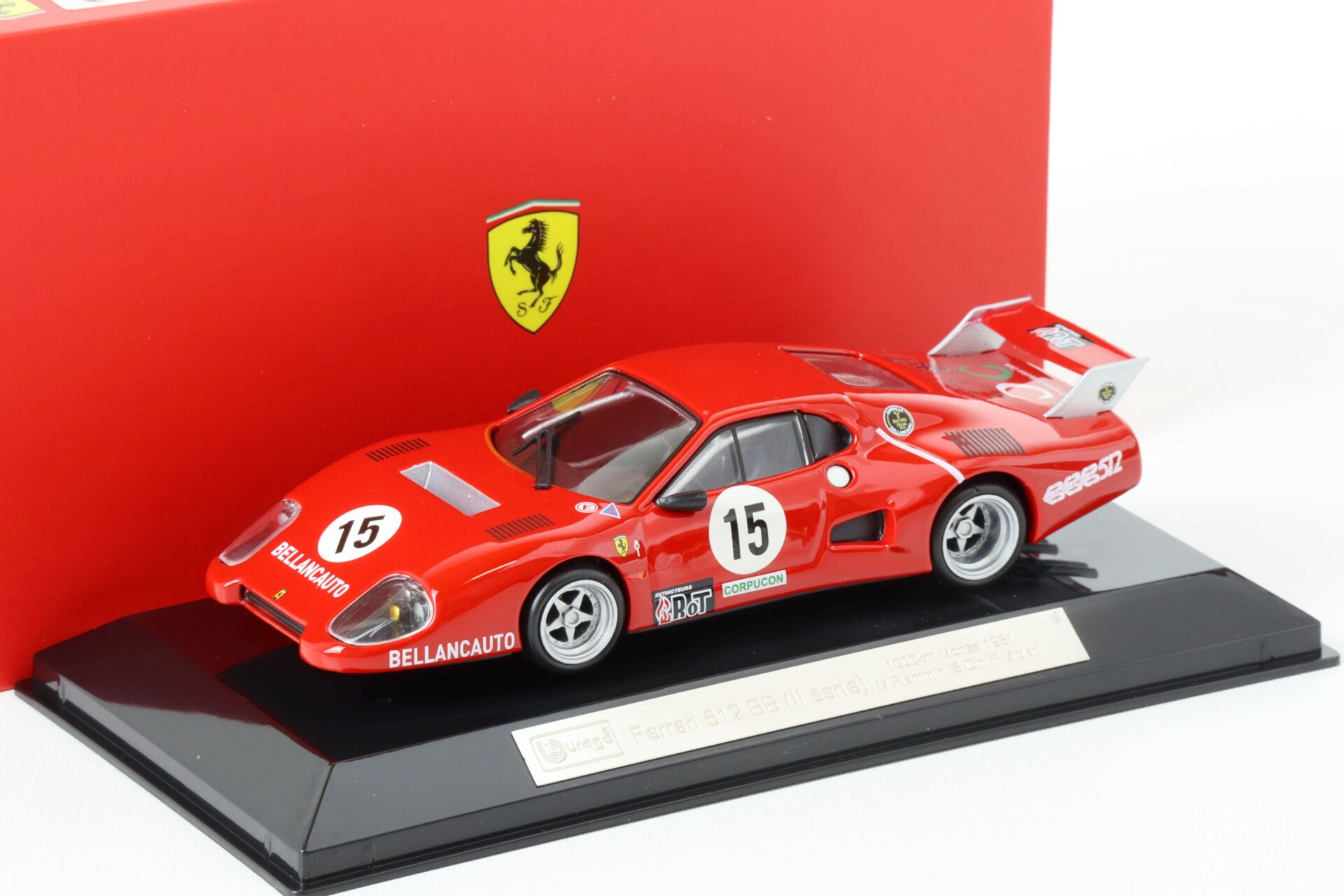 ID 65214 orig.jpg 1:43 Bburago Ferrari 512 BB (II Serie) 1000km Monza 1981 M.Flammini #15 red