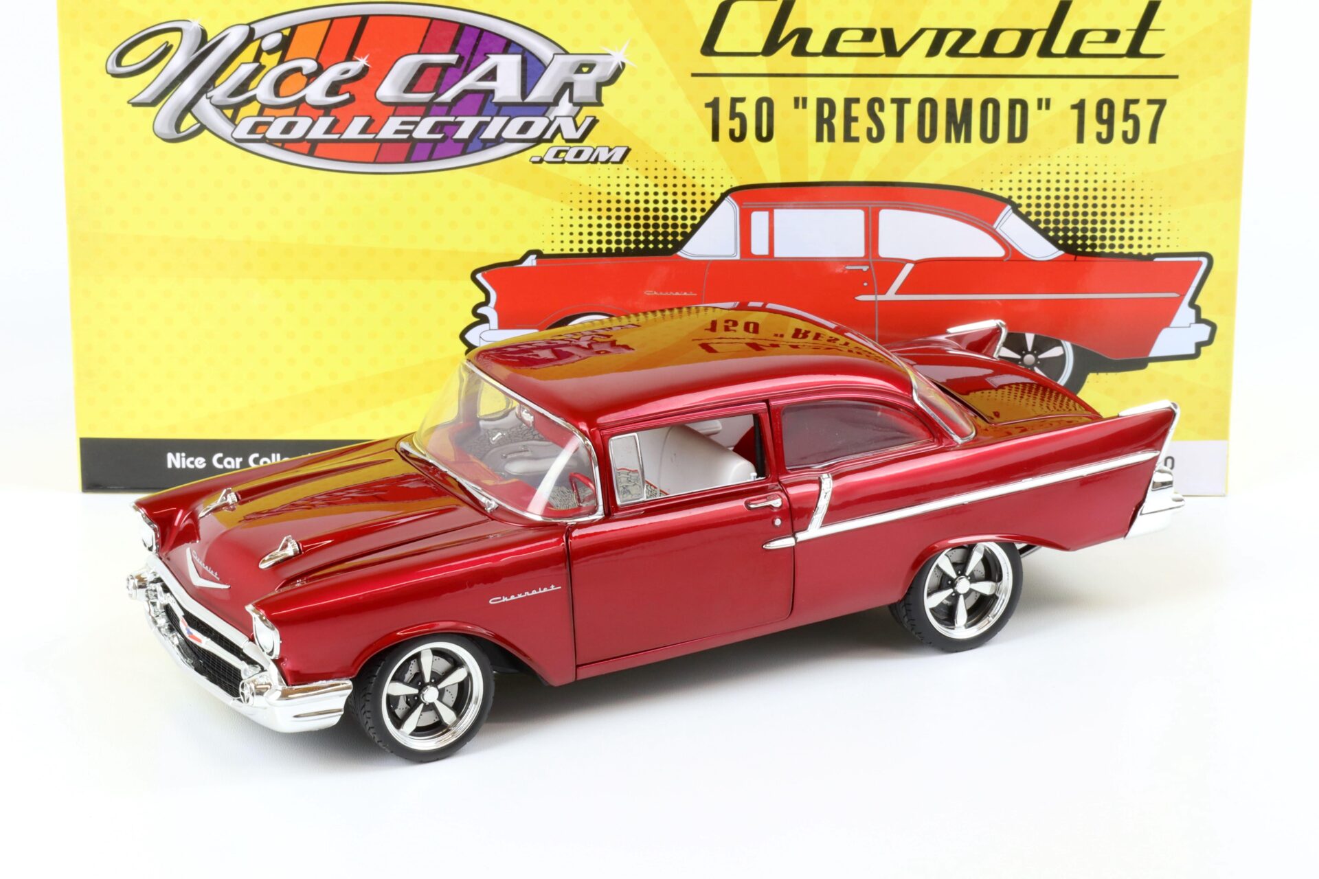 ID 65573 orig.jpg 1:18 ACME 1957 Chevrolet 150 Restomod Candy red *NICE CAR EDITION*