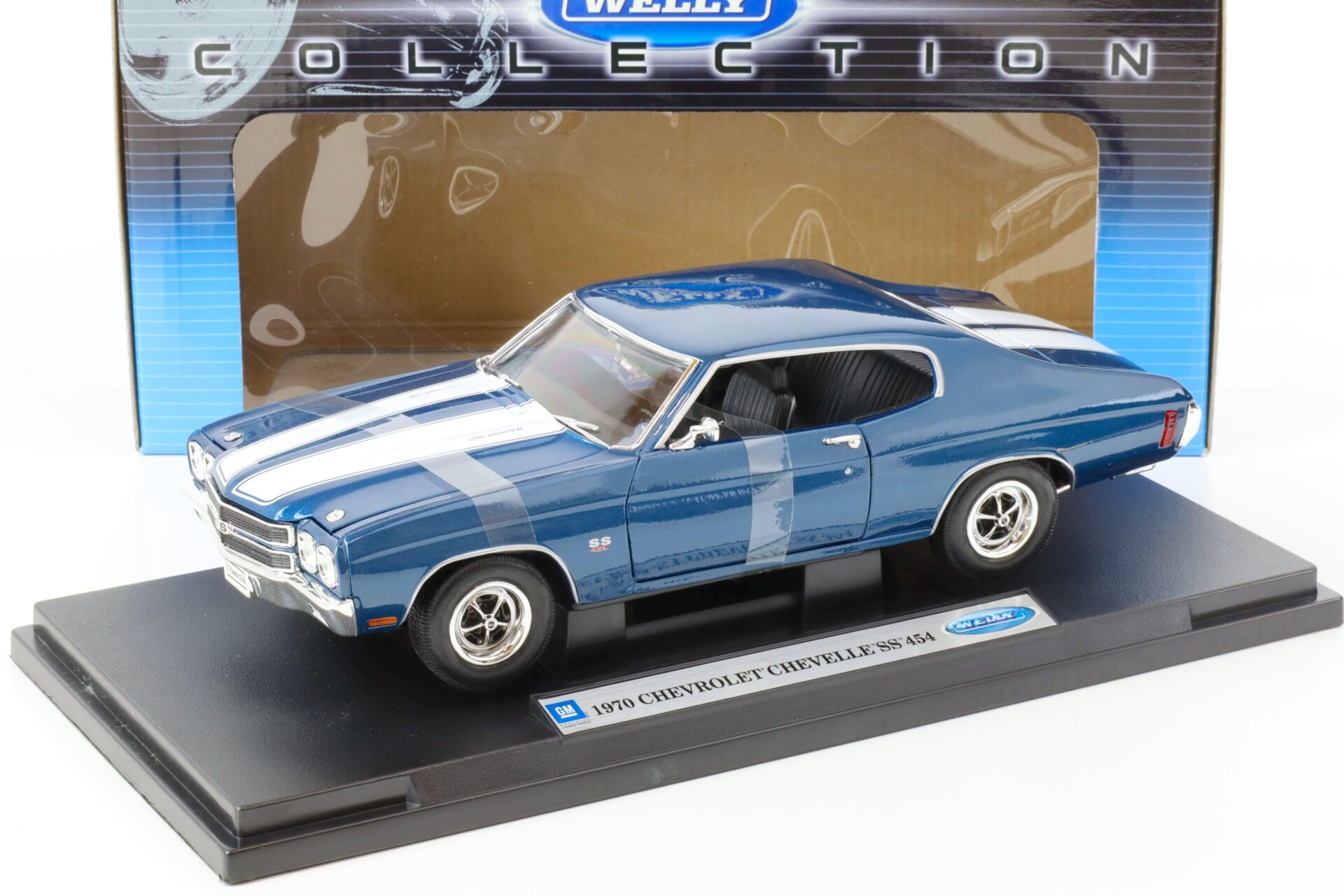1:18 Welly 1970 Chevrolet Chevelle SS 454 Coupe blue metallic/ white stripes