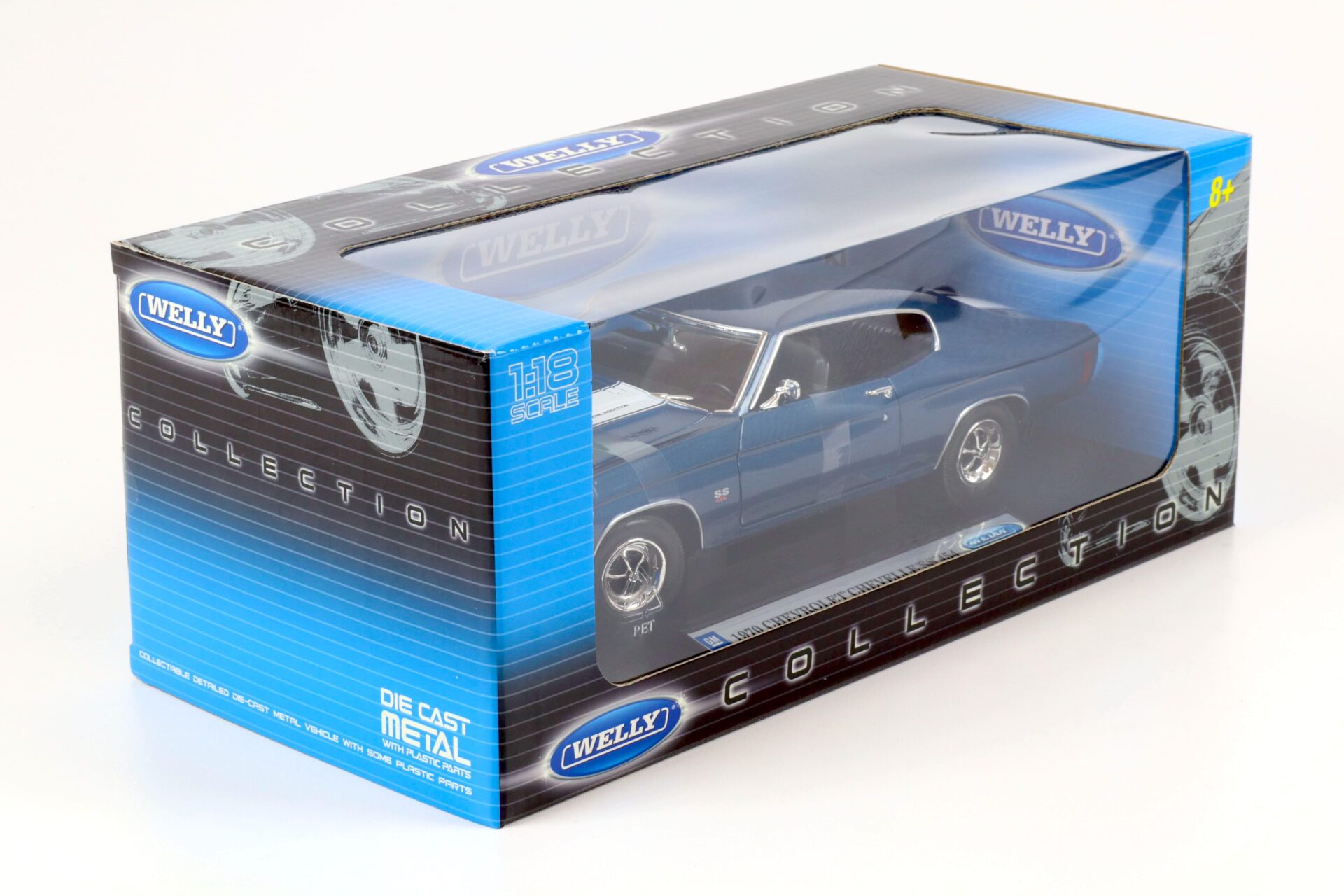1:18 Welly 1970 Chevrolet Chevelle SS 454 Coupe blue metallic/ white stripes