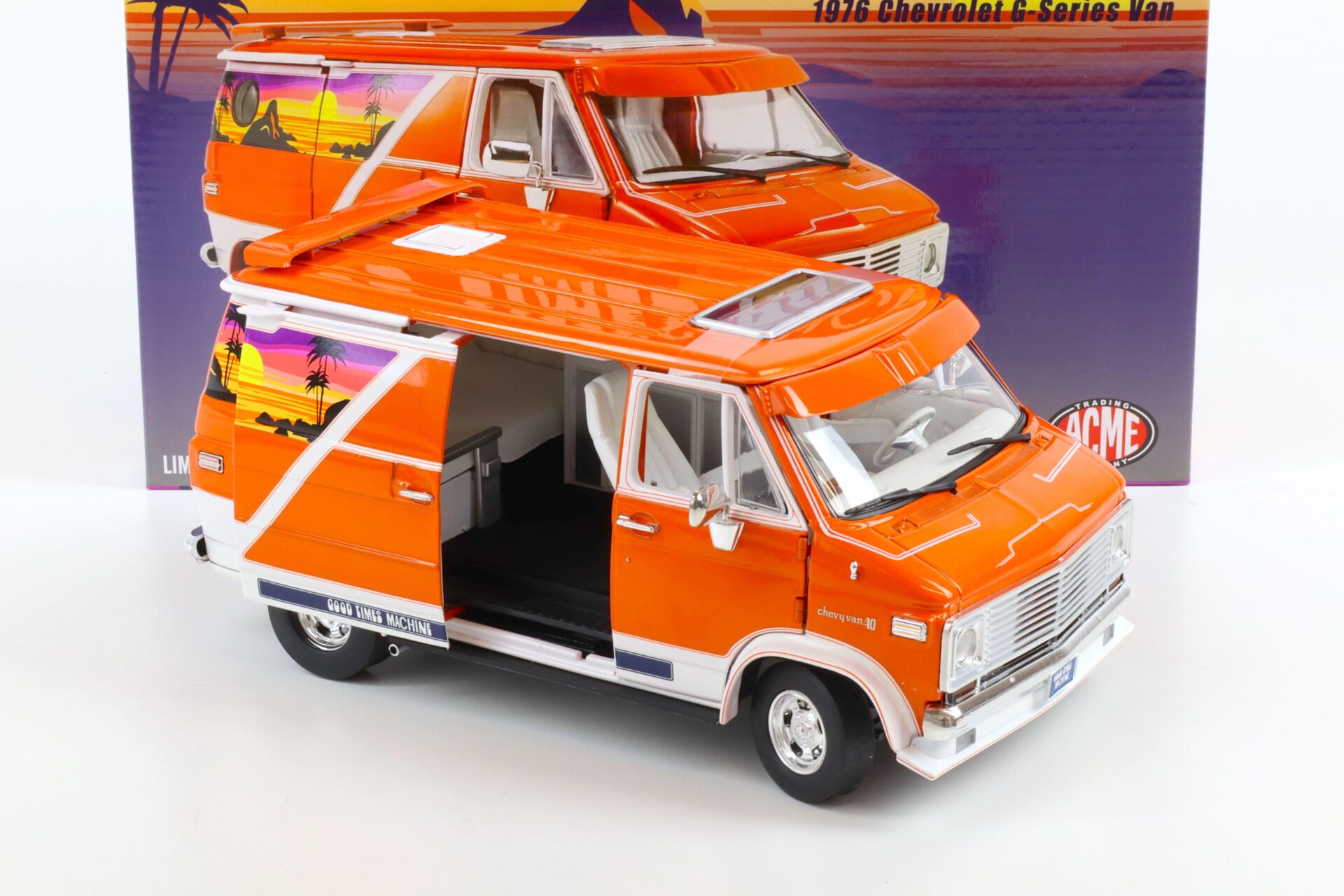 1:18 ACME 1976 Chevrolet G-Series VAN Good Times Machine orange