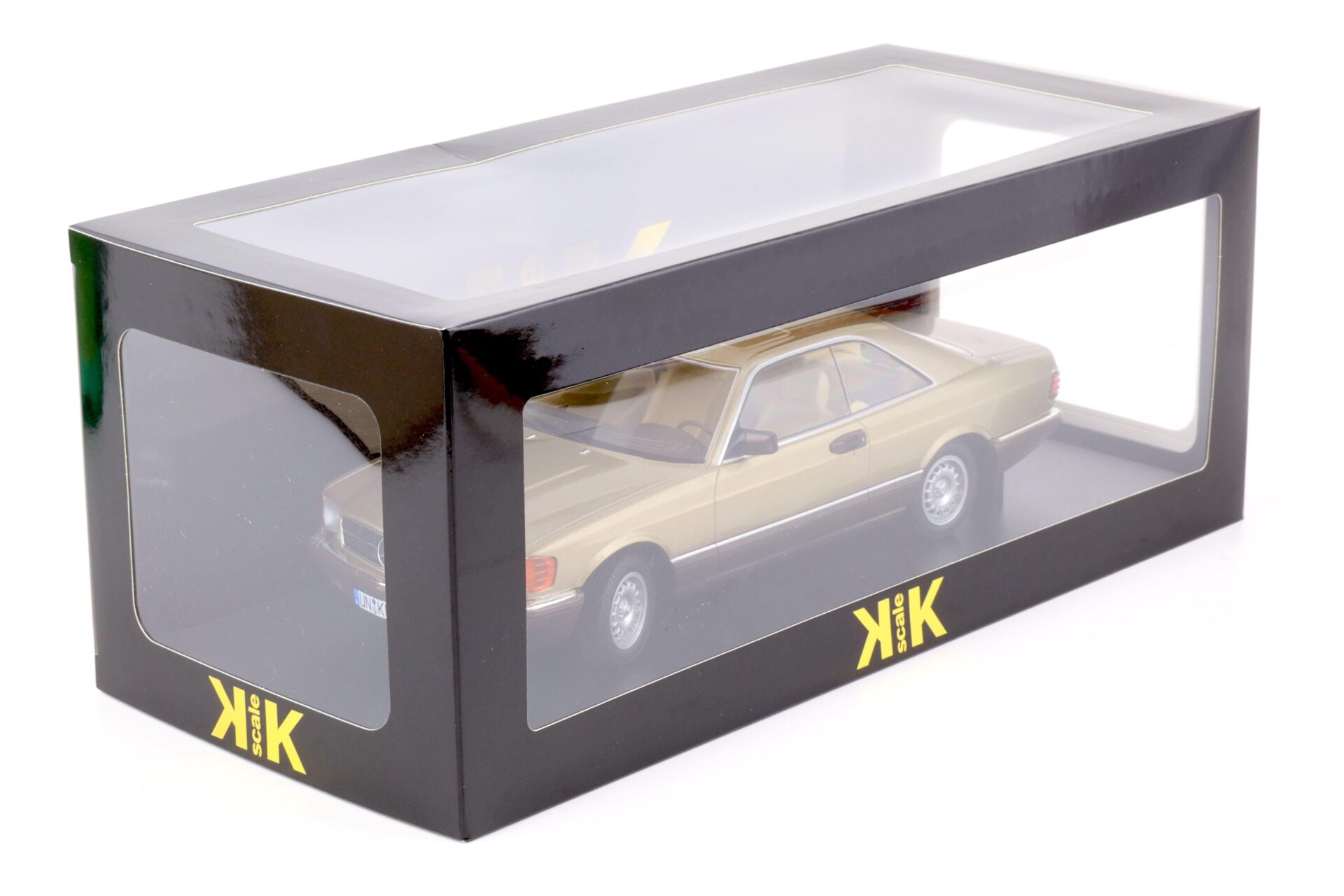 1:18 KK Scale Mercedes 500 SEC C126 Coupe 1987 gold metallic BANG BOOM BANG