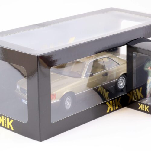 1:18 KK Scale SET Mercedes 500 SEC C126 Coupe + Figur Kalle BANG BOOM BANG