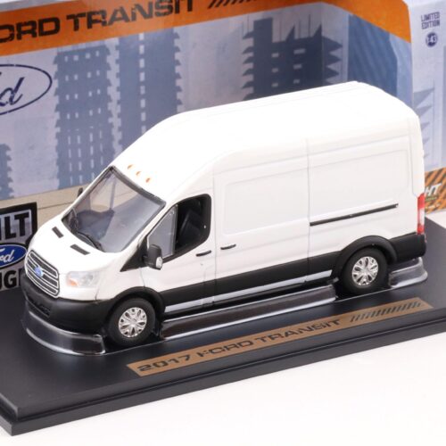 1:43 Greenlight 2017 Ford Transit Extended High Roof Van Kasten oxford white